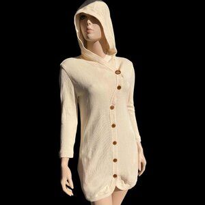 Vivienne Westwood Cream Beige Hooded Cardigan Button-Up Shirt Sweater Size 2 M L